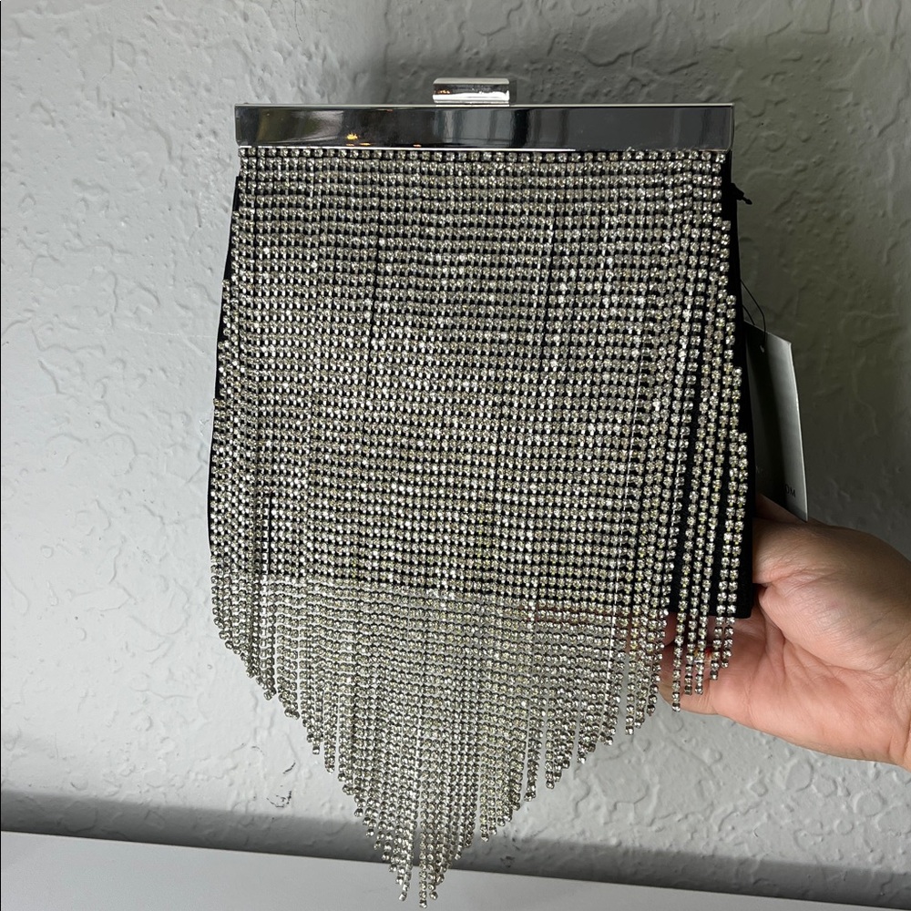 Nordstrom Black and silver Clutch Bag
